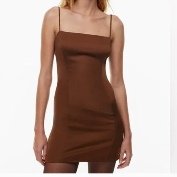 Sunday Best Shimmer Satin Dress in Cognac size 2 - Picture 1 of 2